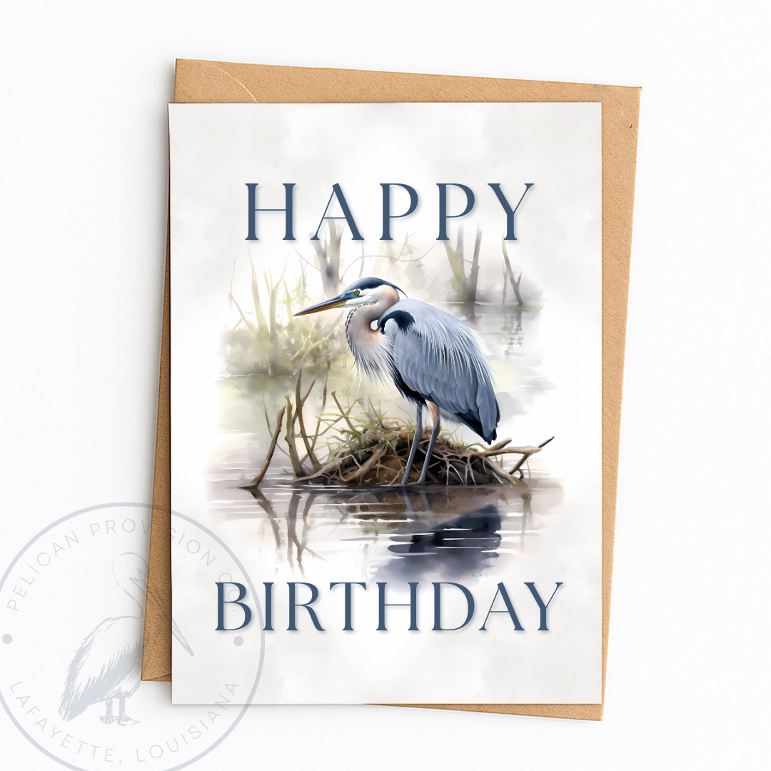 Greeting Card Heron Birthday
