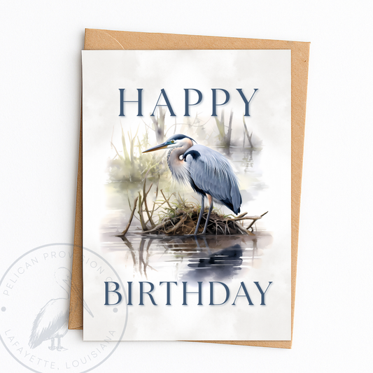 Greeting Card Heron Birthday