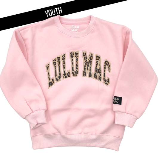 Lulu Mac Sweatshirt Youth in Leopard/Light Pink