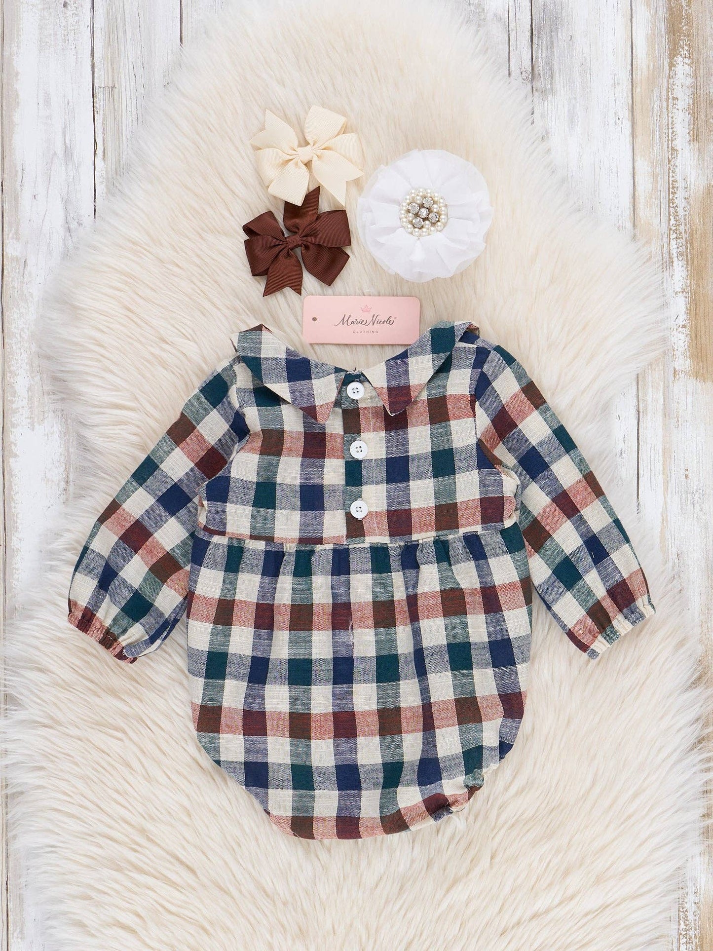 Fall Vintage Plaid Ruffle Bubble