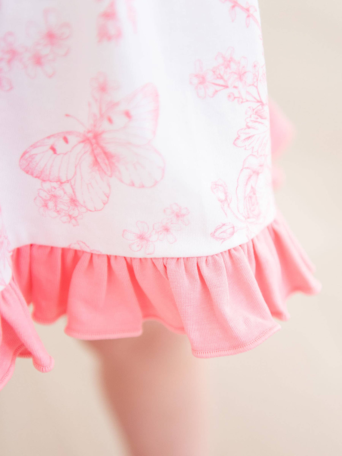 Baby Girls Bubblegum Pink Butterfly Garden Toile Knit Swing Top and Bloomer Set