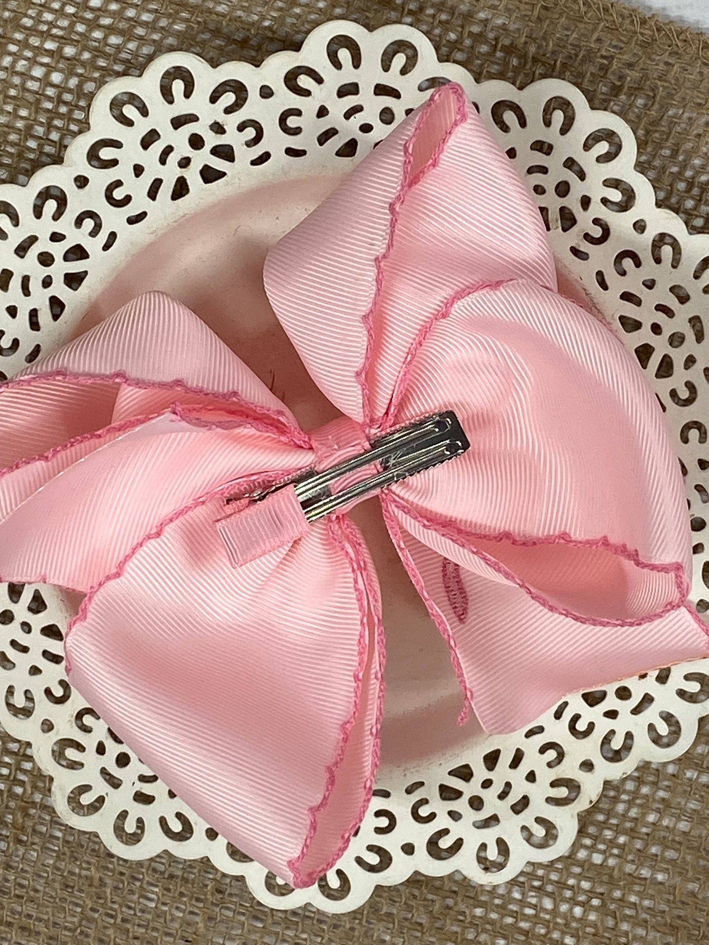 Pink Coquette Moonstitch Hair Bow