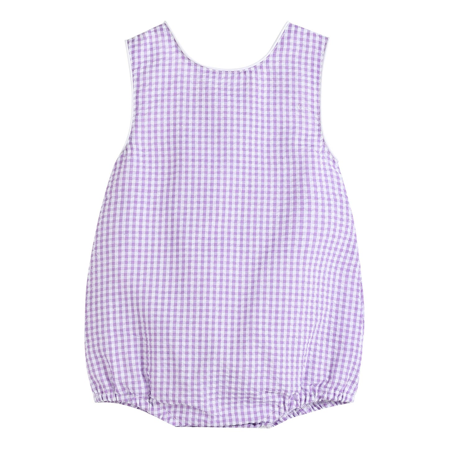 Classic Purple Gingham Baby Bubble Romper