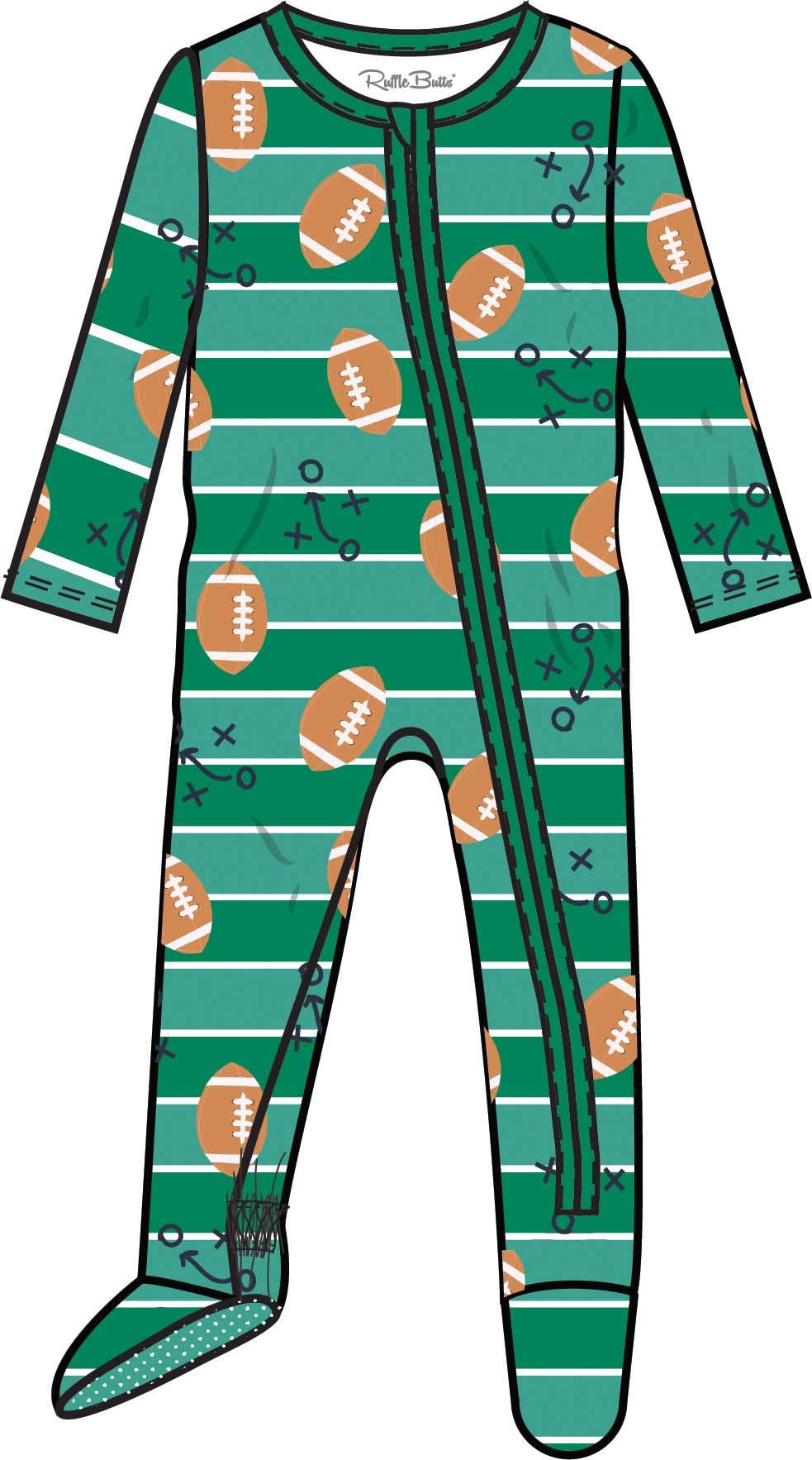 Baby Tackles & Touchdowns Modal Footed One Piece Pajama