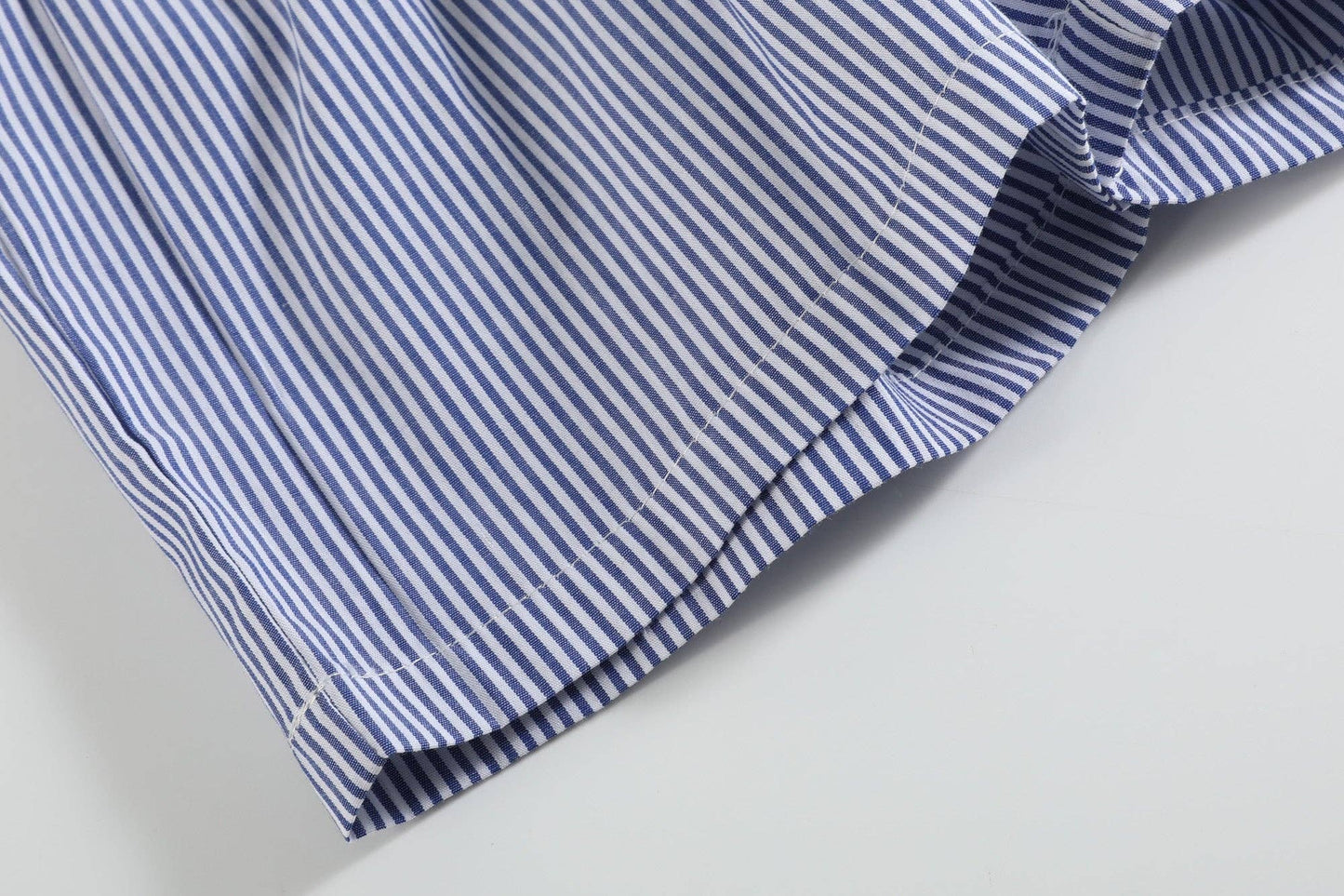 White Shark Smocked Tee and Navy Stripe Shorts Set