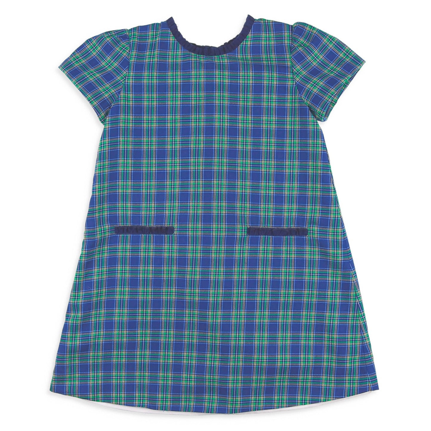 Midnight Tartan Girls Bow Back Dress