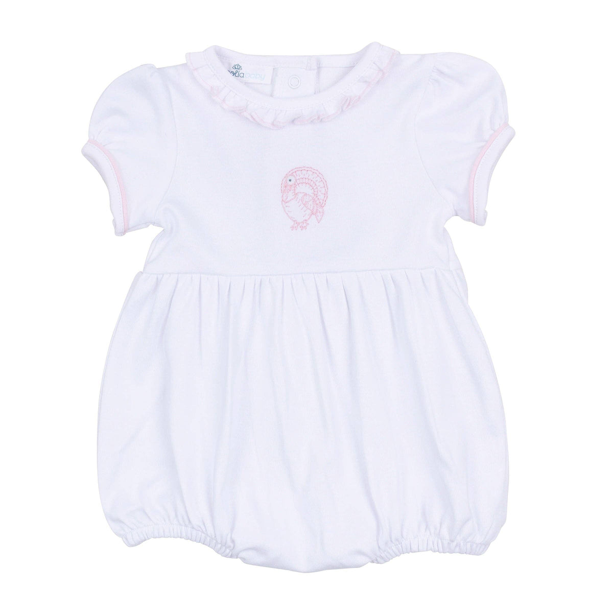 Harvest Blessings Hand-Embroidered Short Sleeve Bubble - Pink