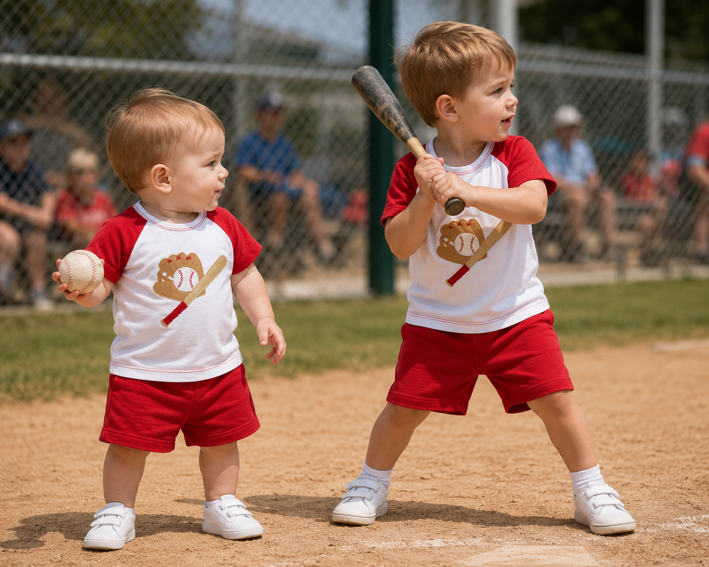Knit Baseball Shirt & Shorts Set