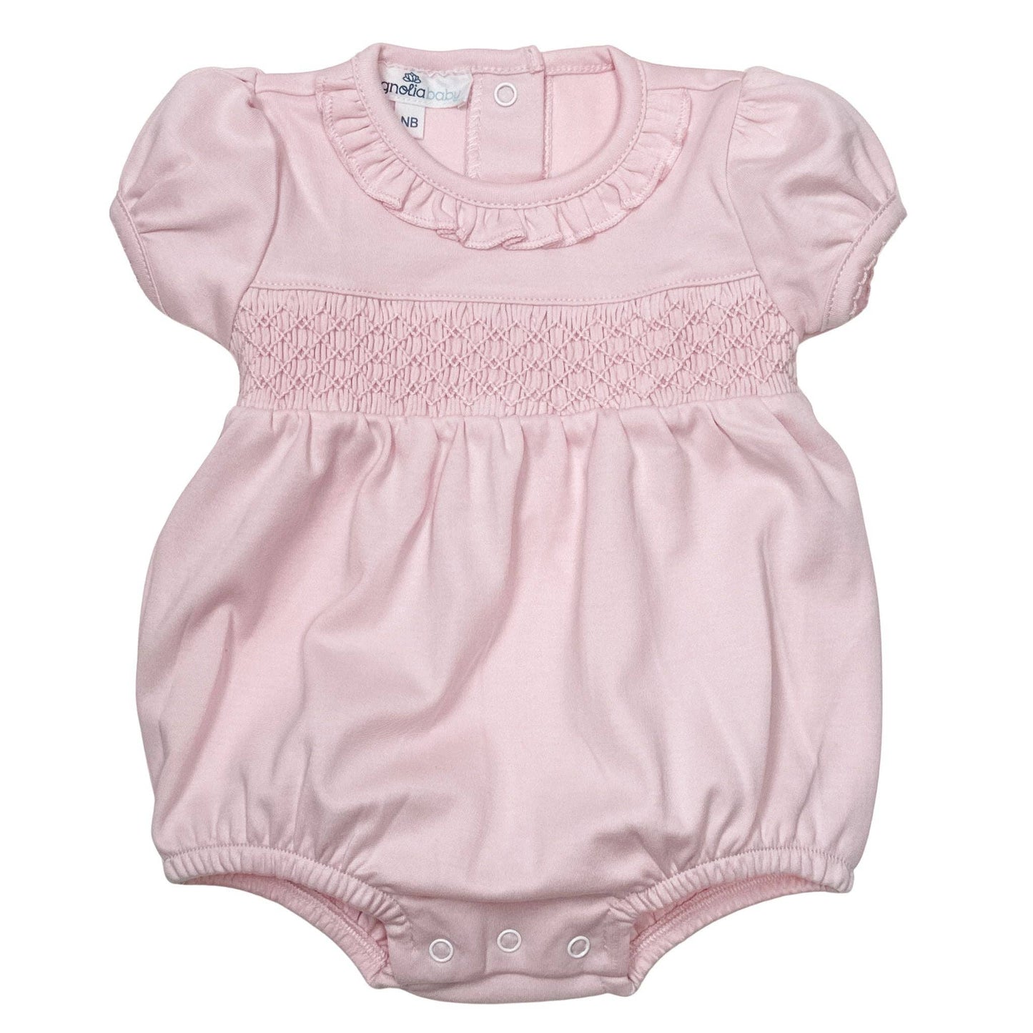 Essentials Solid Smocked Bubble - Pink