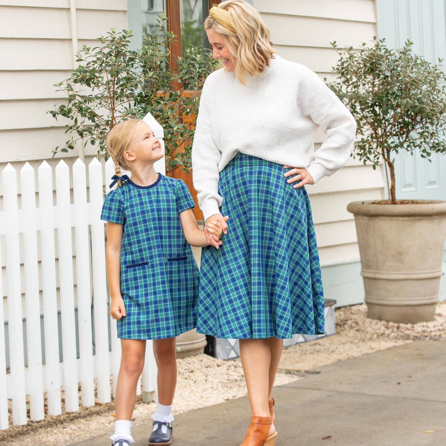 Midnight Tartan Girls Bow Back Dress