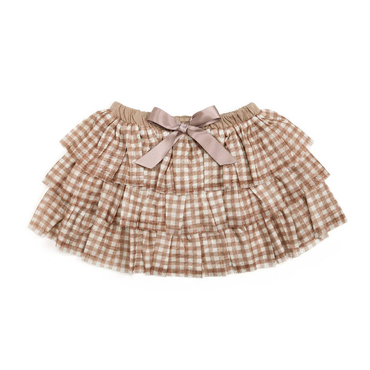 Gingham Printed Tulle Tiered Tutu - Kids Clothing