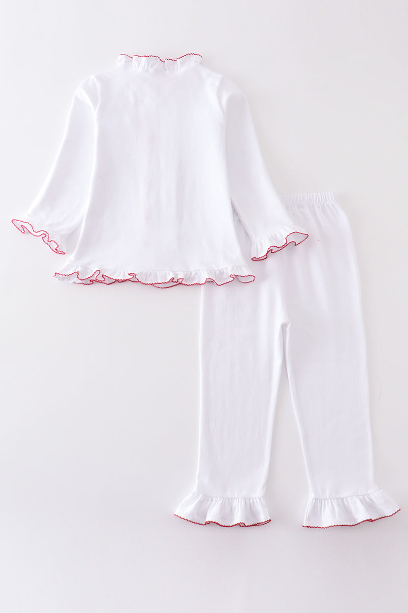 Premium White pocket girl pajamas set