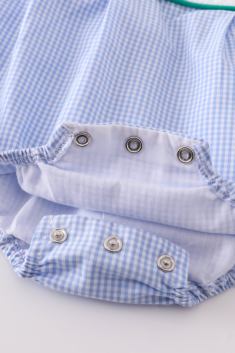 Premium Blue Duck Embroidery Boy-Gingham Bubble