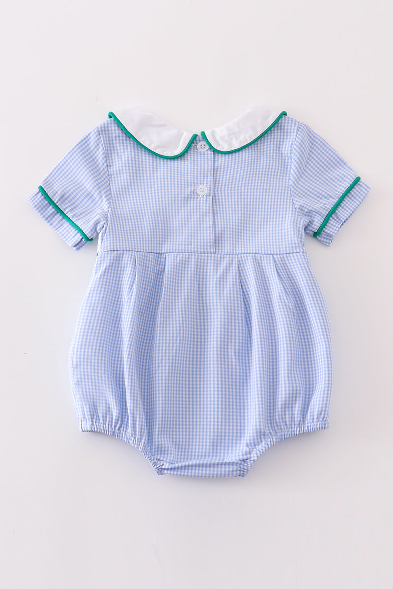 Premium Blue Duck Embroidery Boy-Gingham Bubble