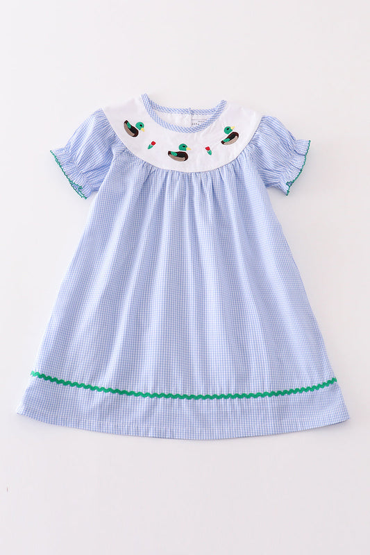 Premium Blue Duck Embroidery dress