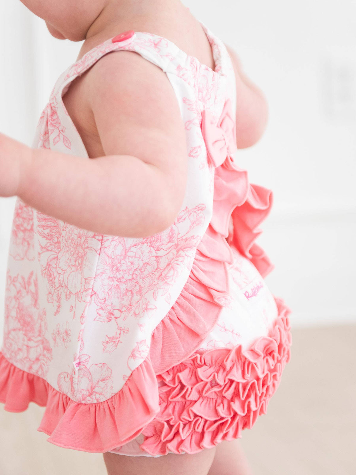 Baby Girls Bubblegum Pink Butterfly Garden Toile Knit Swing Top and Bloomer Set