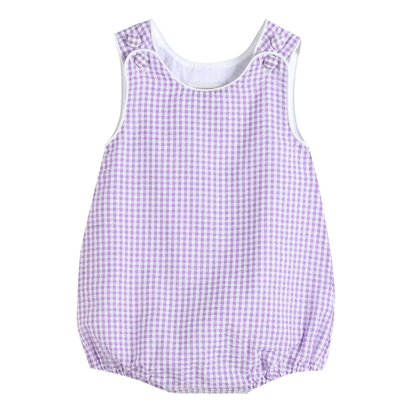 Classic Purple Gingham Baby Bubble Romper