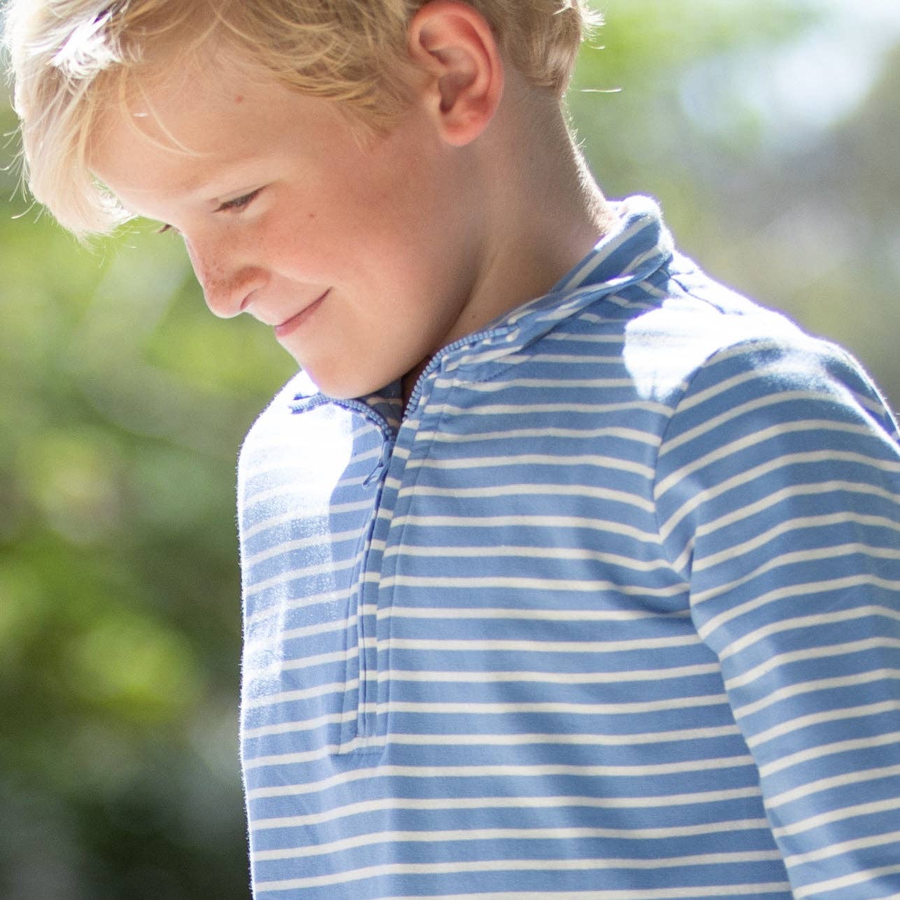 Blue Stripe Quarter Zip