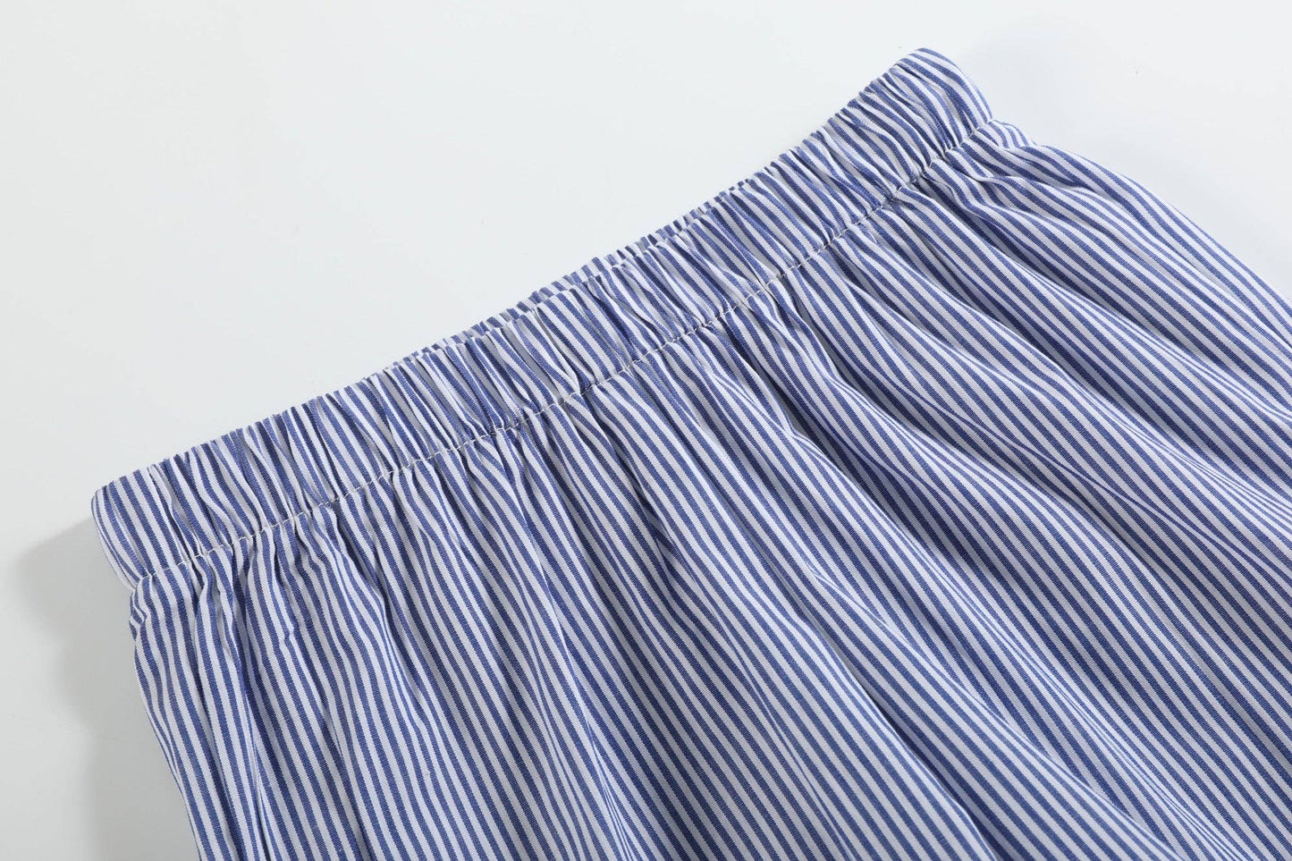 White Shark Smocked Tee and Navy Stripe Shorts Set