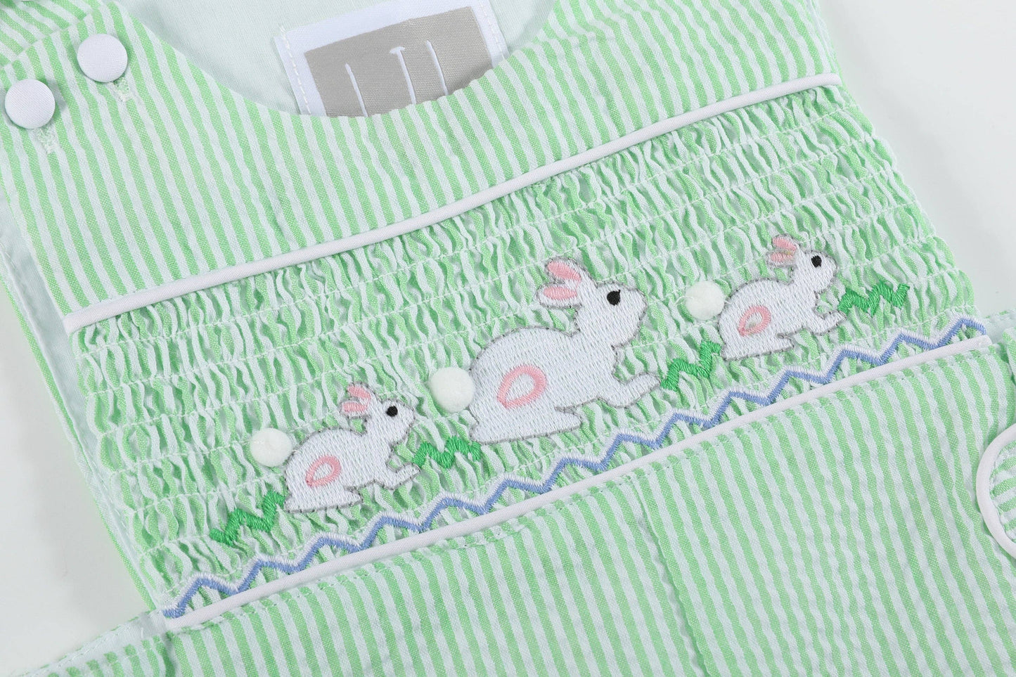 Seersucker Bunny Smocked Jon Jon