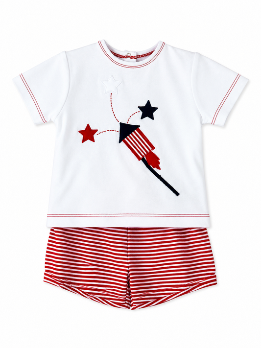 Knit Firework Shirt & Shorts Set