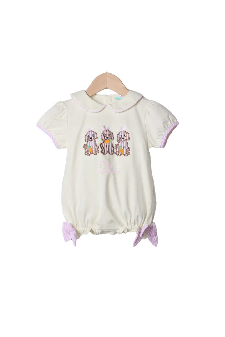 Applique Easter Puppy Yellow Knit Bubble