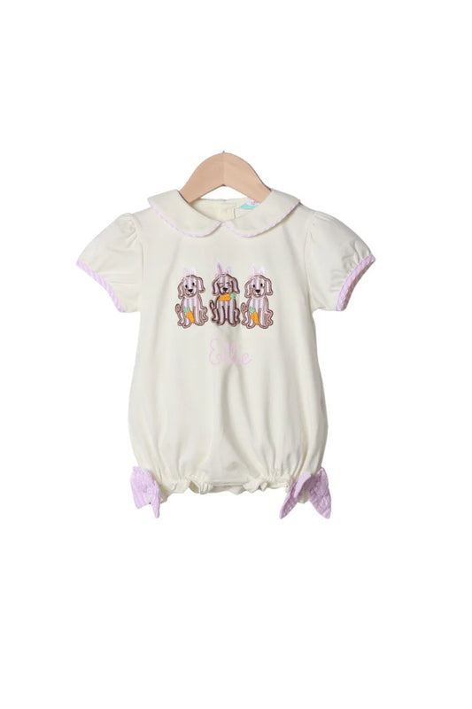 Applique Easter Puppy Yellow Knit Bubble