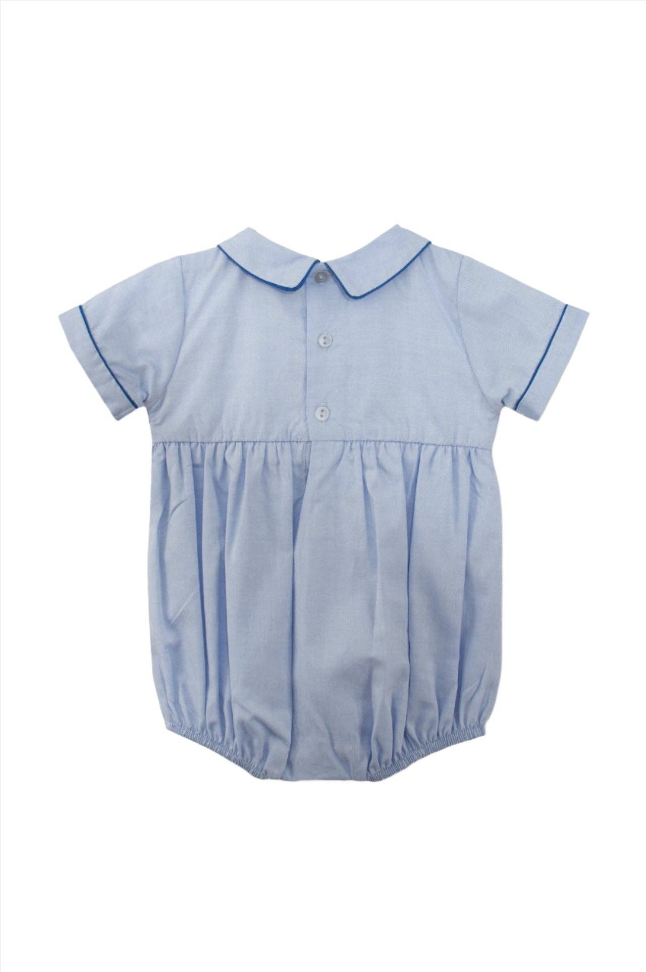 Smocked Train Baby Boy Bubble Romper