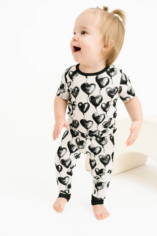 Black Heart Balloons Short Sleeve Bamboo Set