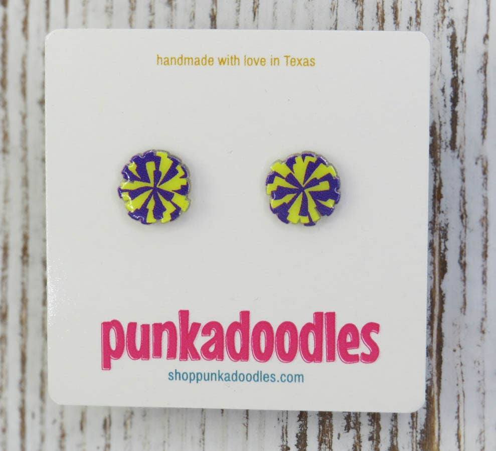 2 Color Pom Pom Earrings // Customize Colors
