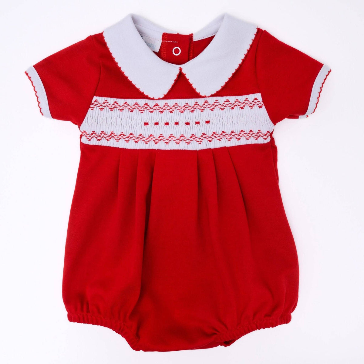 Chris Classics Smocked Short Sleeve Bubble - Red