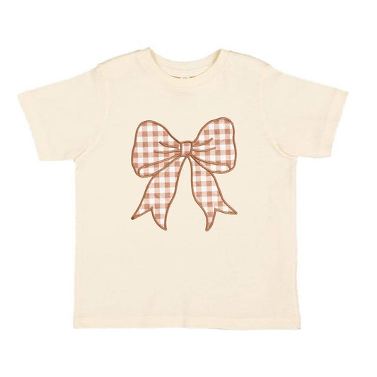 Gingham Bow Patch Short Sleeve T-Shirt - Girls Clothes