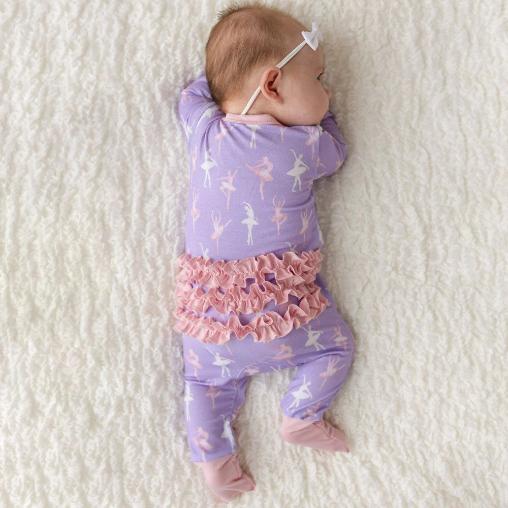 Lillian Ballerinas Bamboo Ruffle Snap Convertible Footie