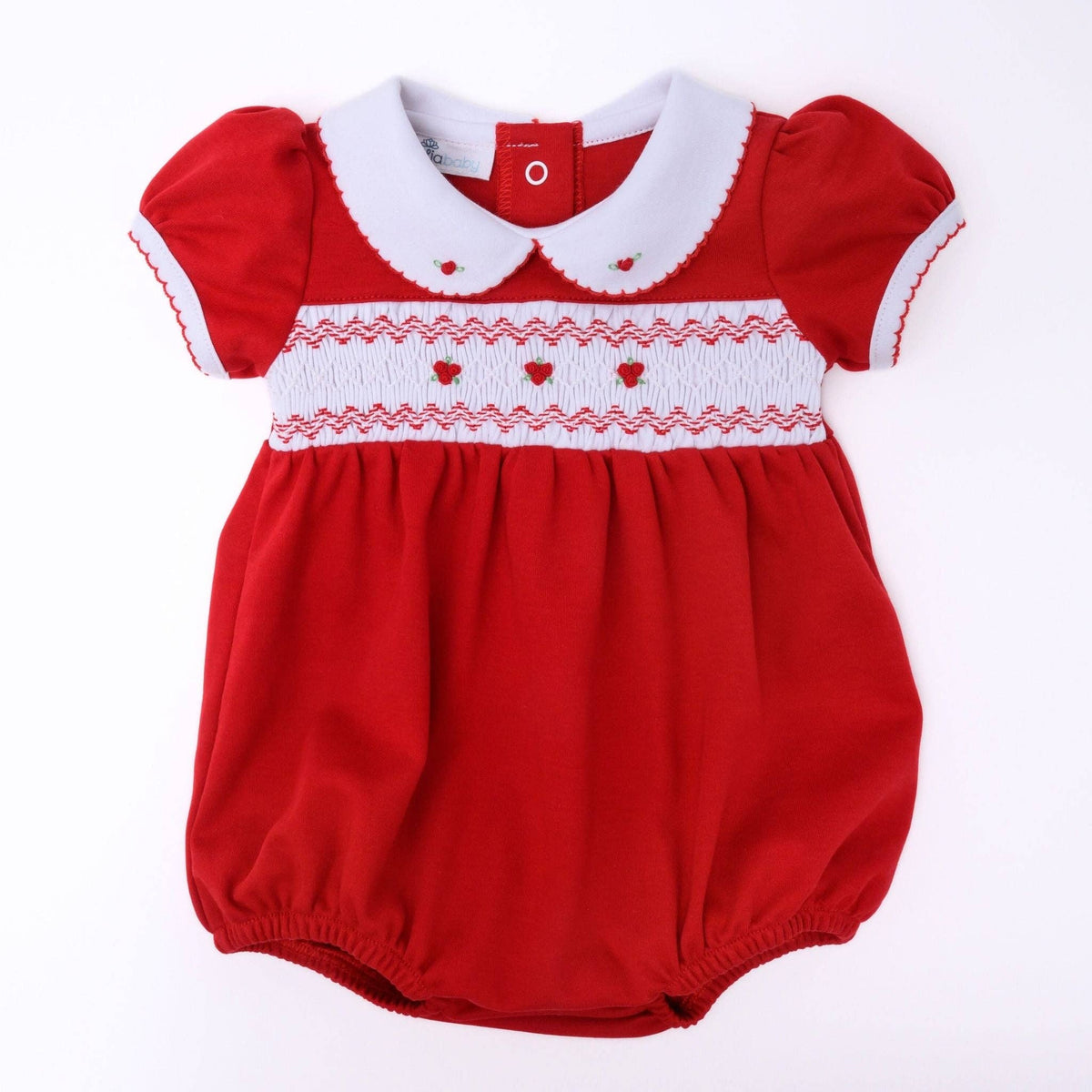 Eve Classics Smocked Short Sleeve Bubble - Red