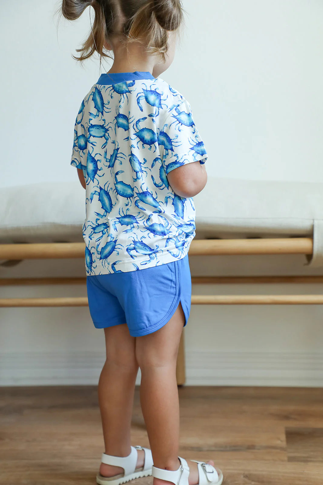 Blue Crab Bamboo Varsity Short Set - T-shirt & Shorts