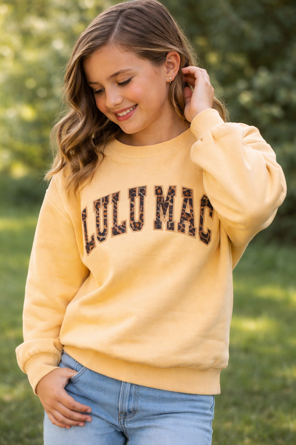 Lulu Mac Sweatshirt Youth in Leopard/Butter