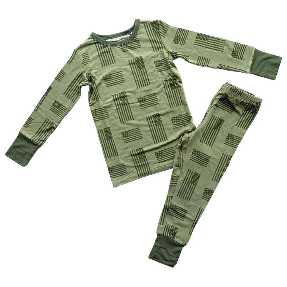 Kolton Military Flag Bamboo 2-Piece Long Sleeve Set Restock