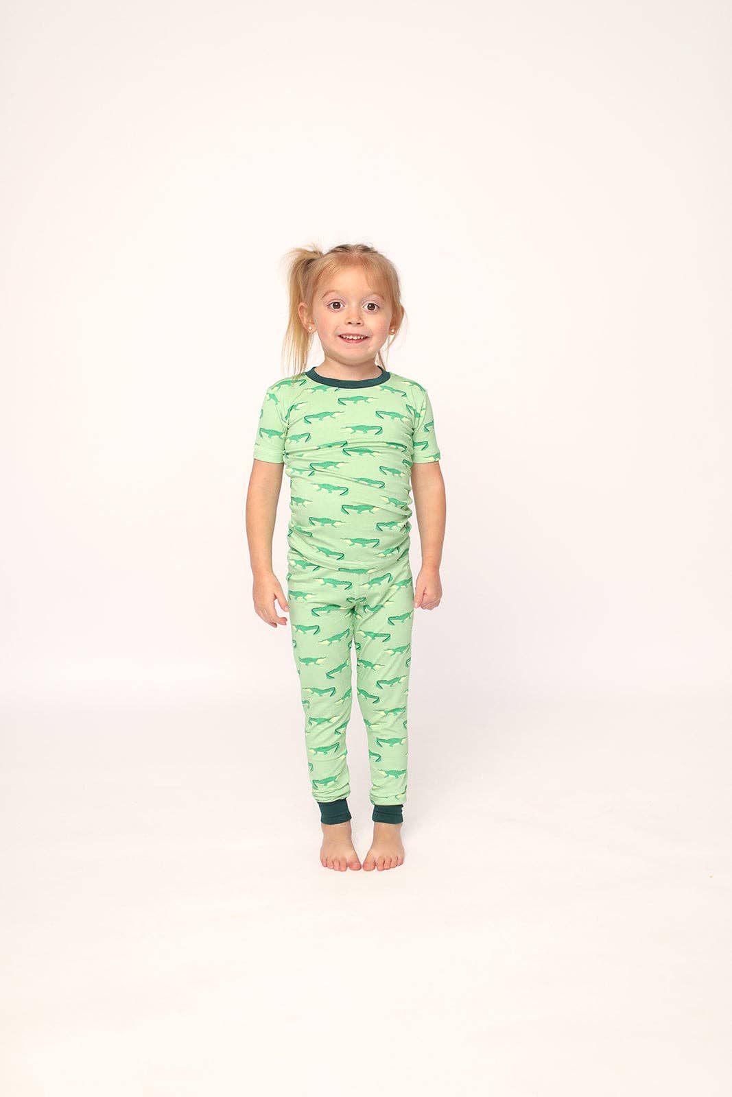 Light Green Alligator 2 Piece Bamboo Pajama Set