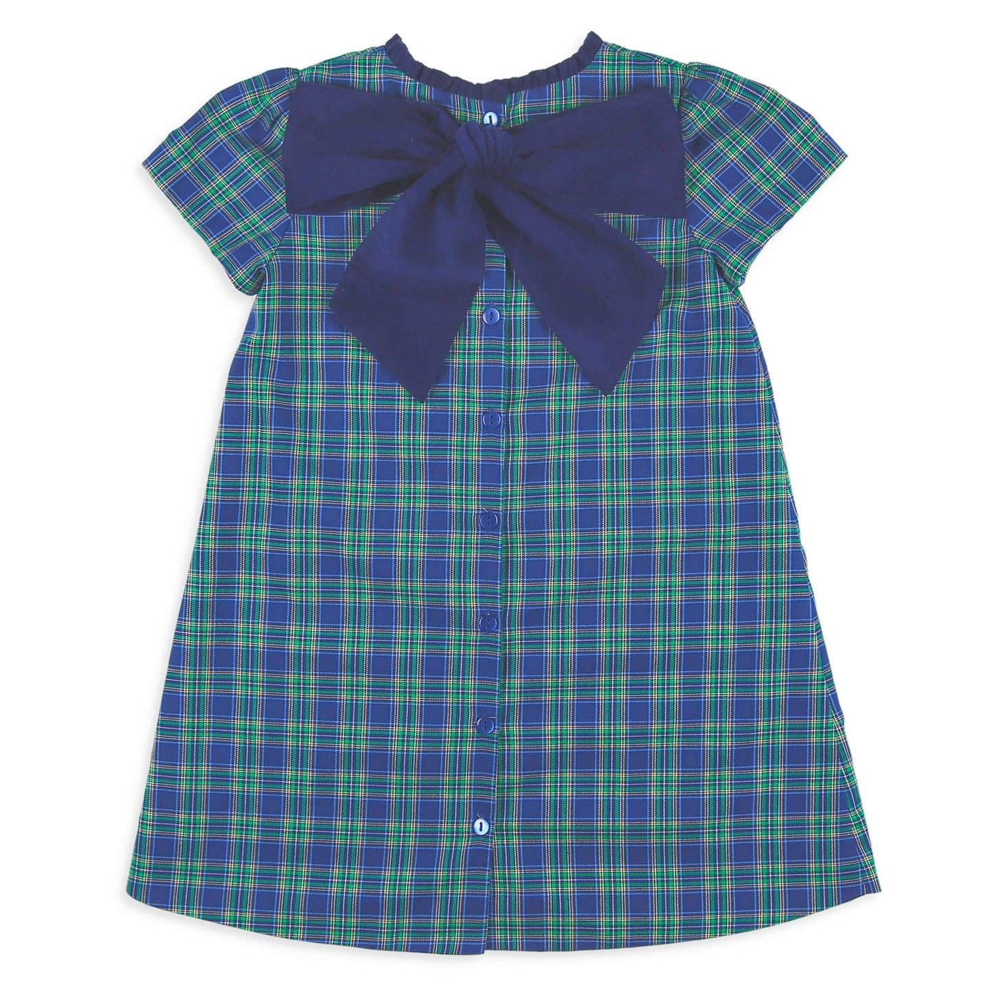 Midnight Tartan Girls Bow Back Dress