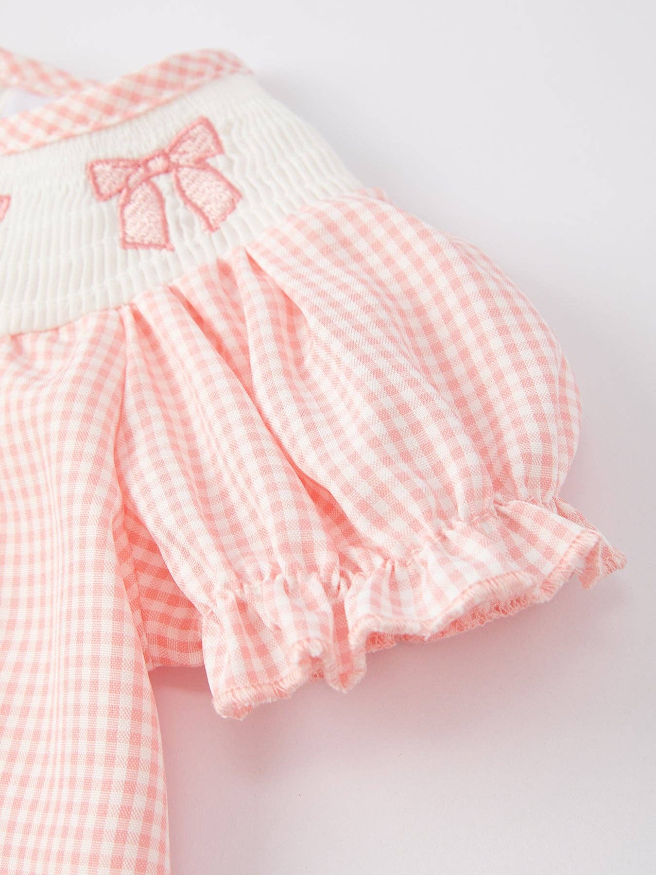 Valentine's Day Smocked Embroidery Girls Romper