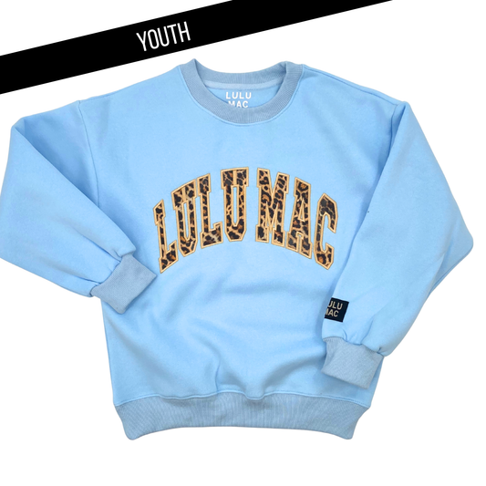 Lulu Mac Sweatshirt Youth in Leopard/Light Blue