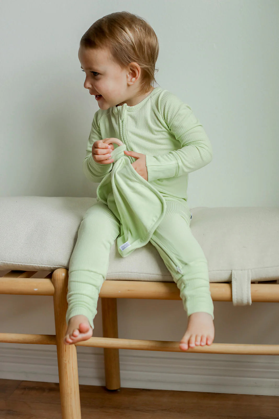 Ribbed Solid Double Zipper Bamboo Sleeper