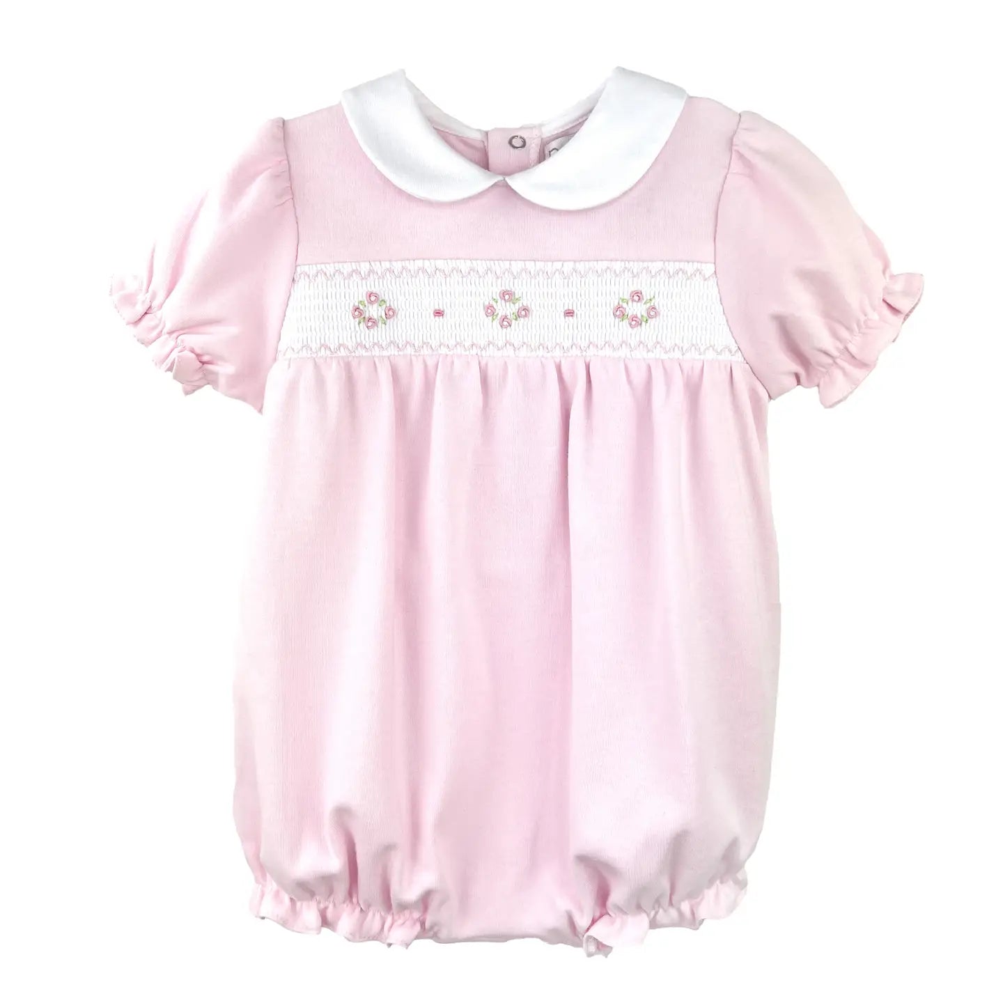 Pink Smocked Girl's Knit Bubble
