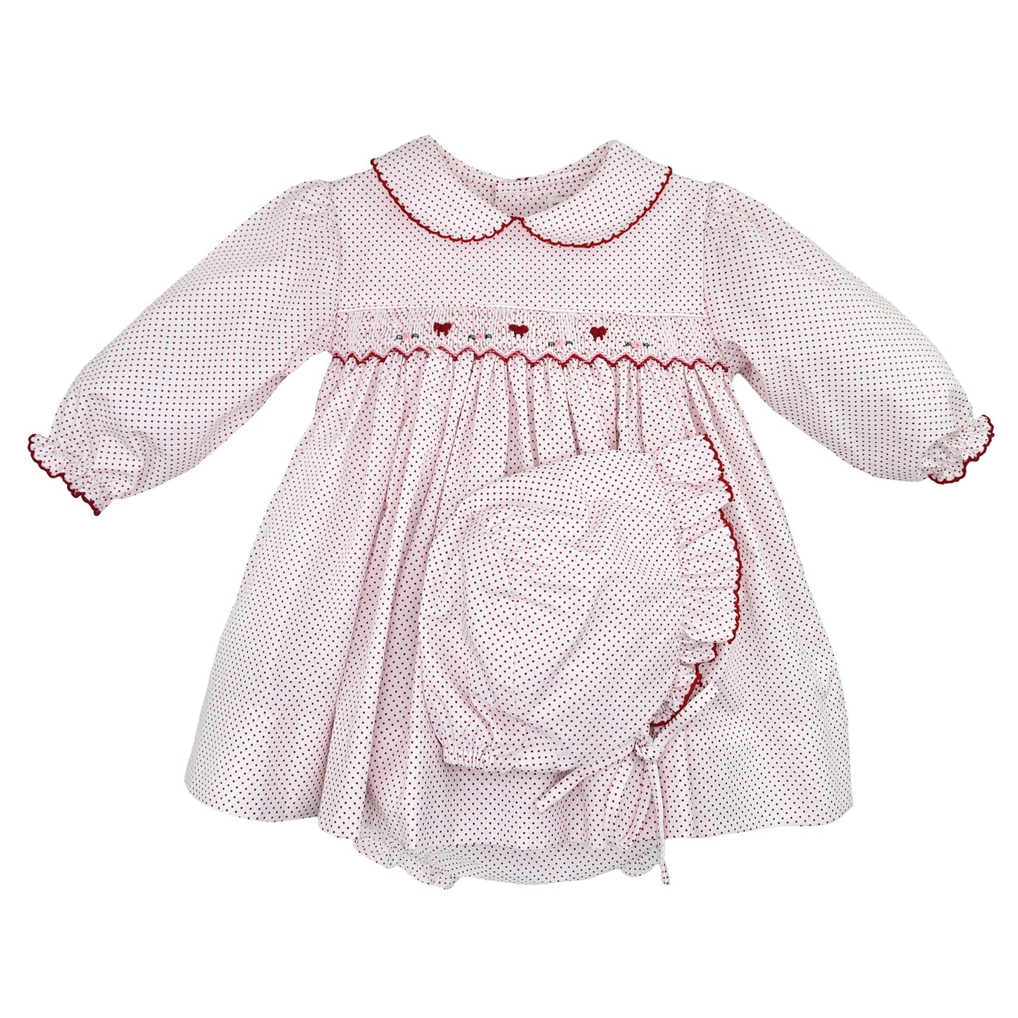 Dress with Corded Smocking - Red Dot Fabric