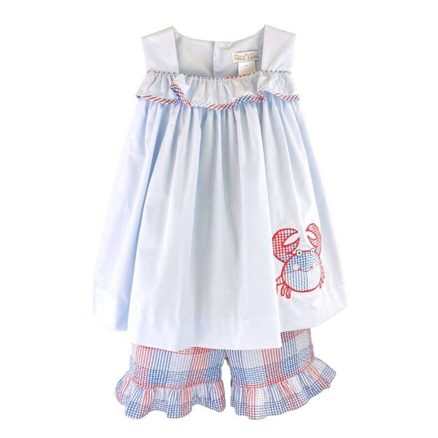 Crab Applique Sun Top & Shorts Set