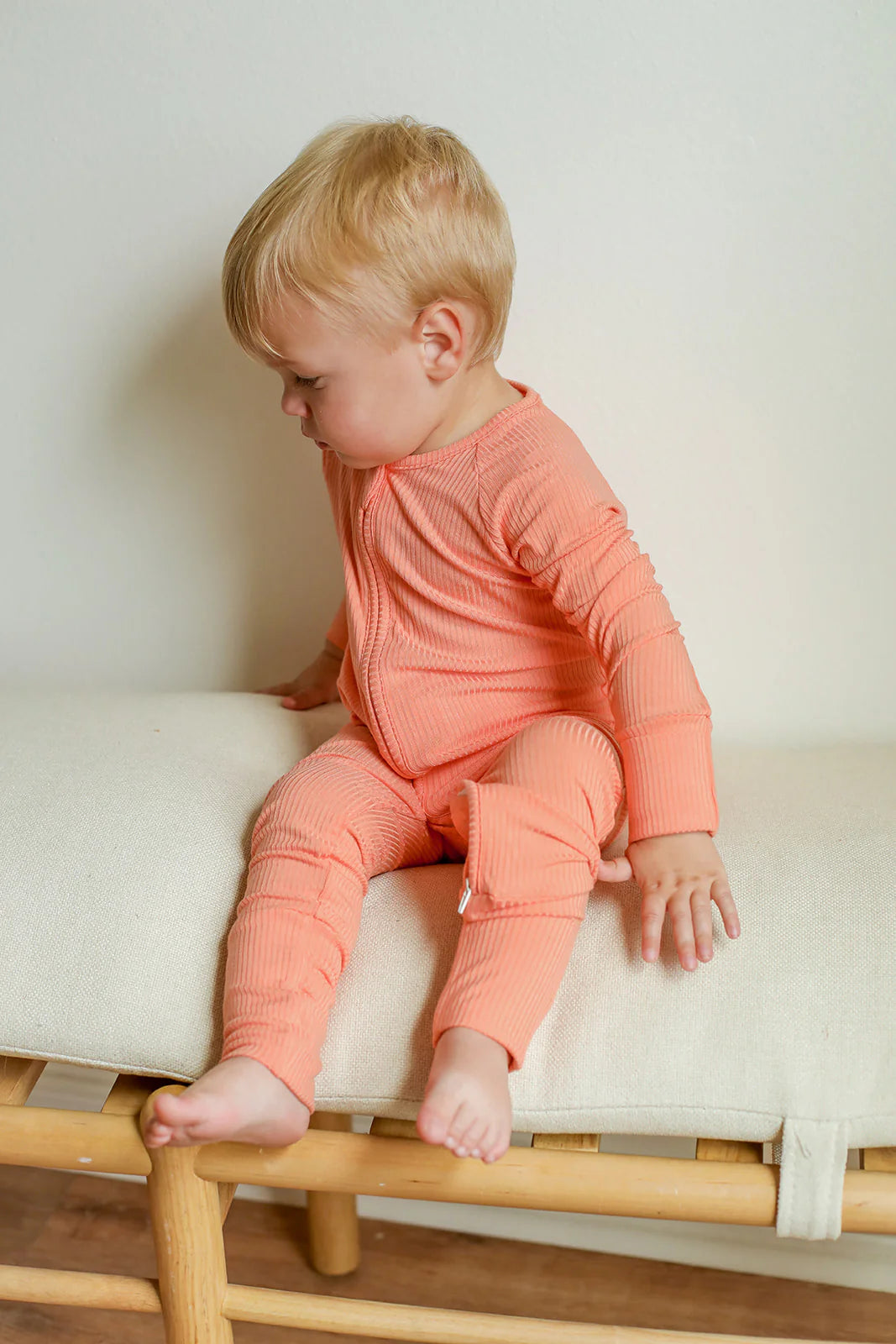 Ribbed Solid Double Zipper Bamboo Sleeper