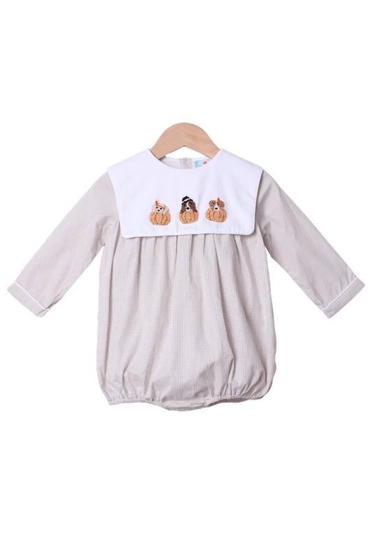 French Knot Pilgrim Puppy Khaki Gingham Bubble