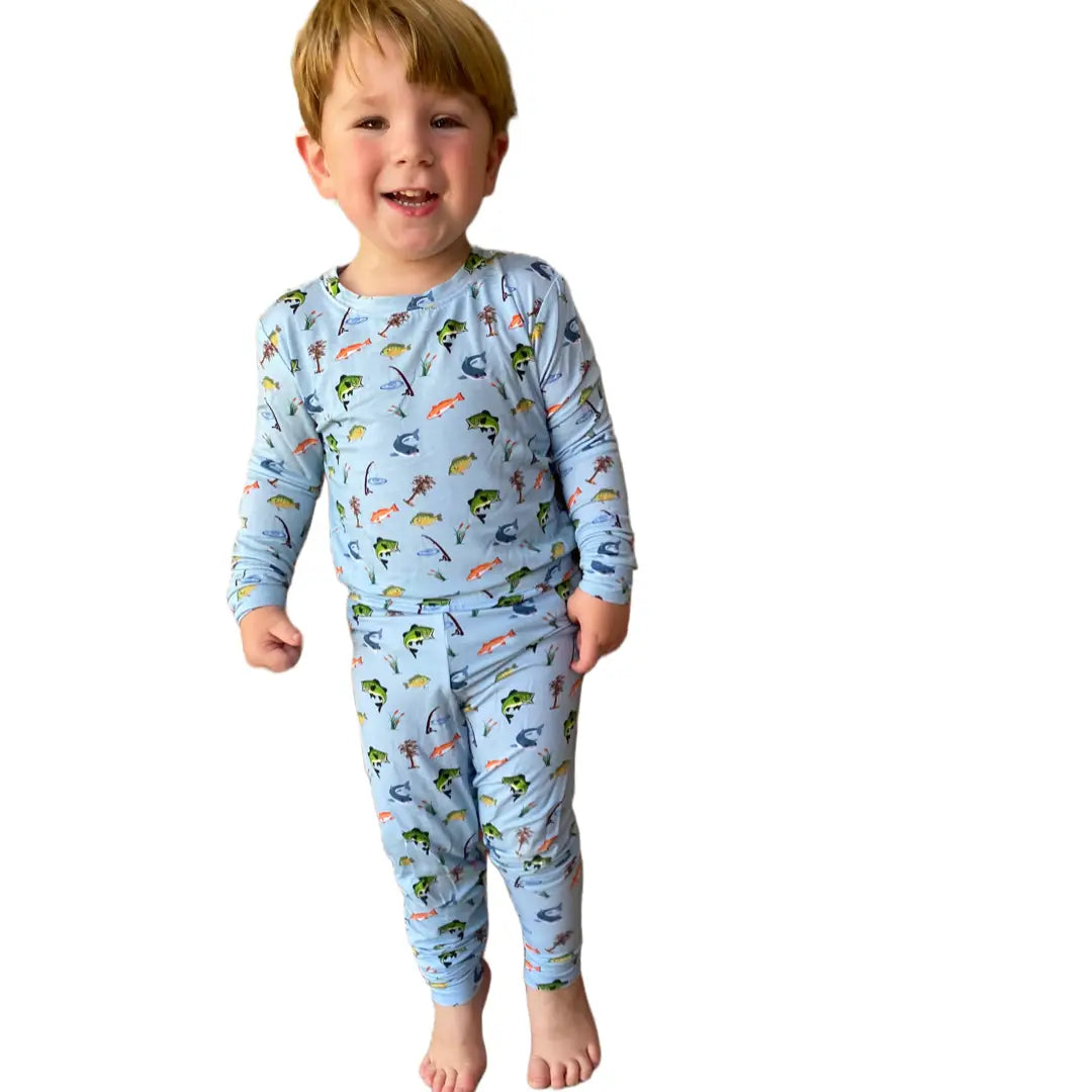 You Get A Line Two Piece Premium Bamboo Fishing Pajama Set